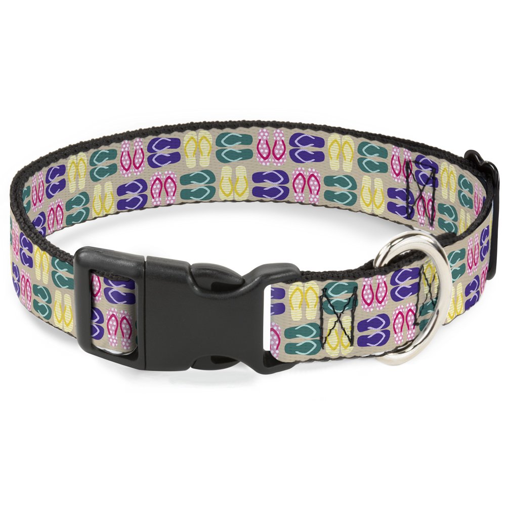 Collar de clip Buckle Down ajustable de 1/2 pulgada multicolor para pasear perros medianos