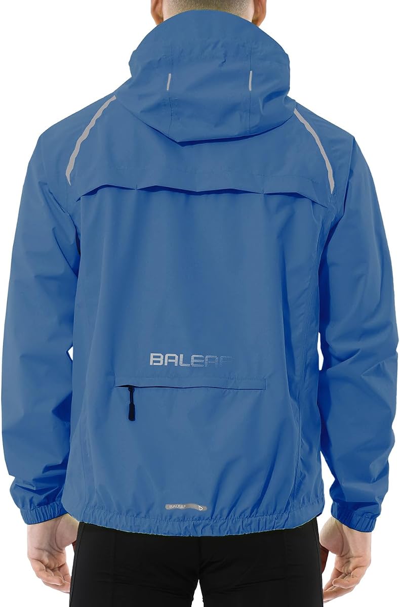 Men's Rain Jacket Waterproof Hood Lightweight Reflective Packable