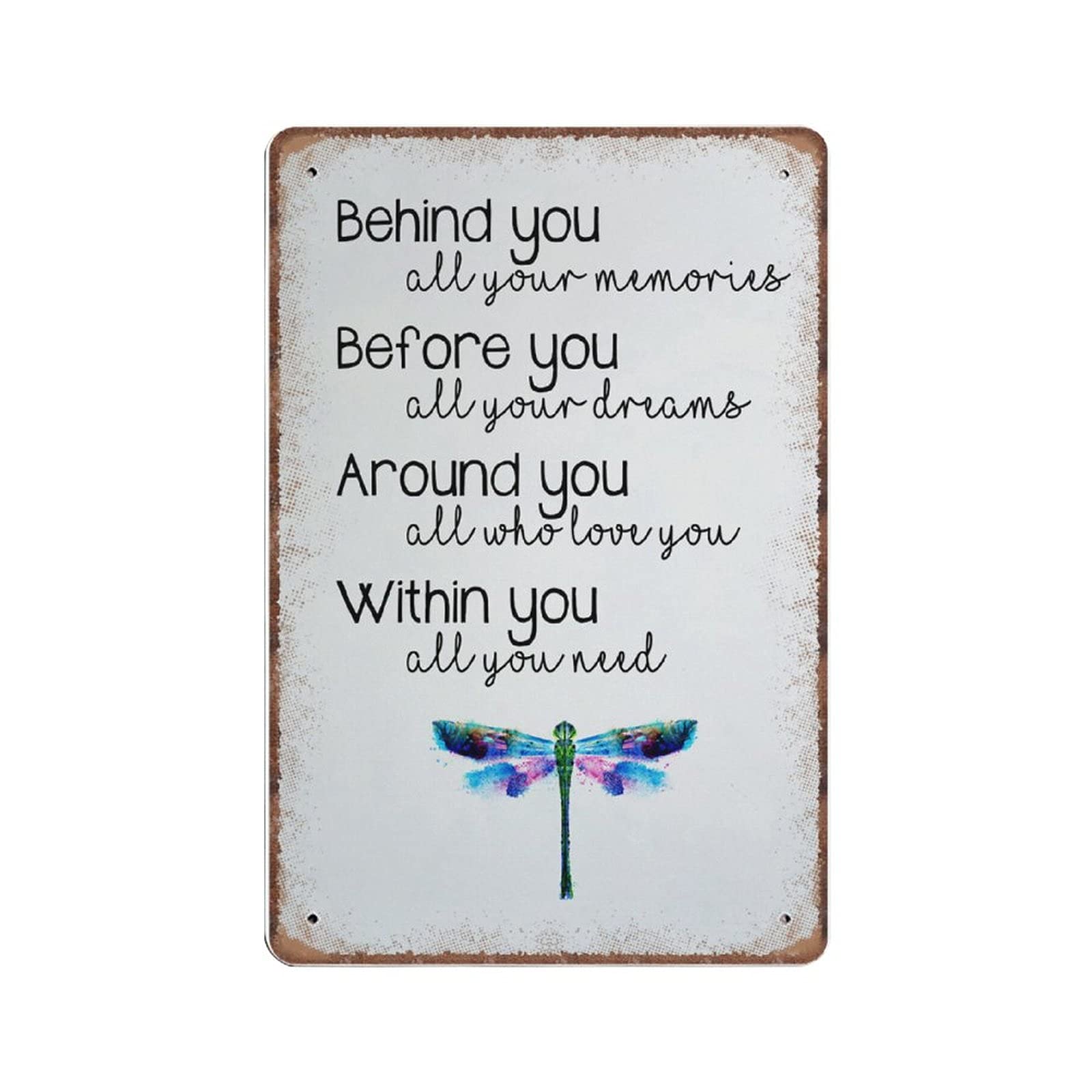 Dreacoss Material_tin 13 Inspirational Dragonfly Tin Signs Quote, Graduation Gift, Encouragement Funny Vintage Metal Sign Plaqu Poster Wall Art Pub Bar Kitchen Garden Bathroom Home Decor, 140Mm X 200Mm
