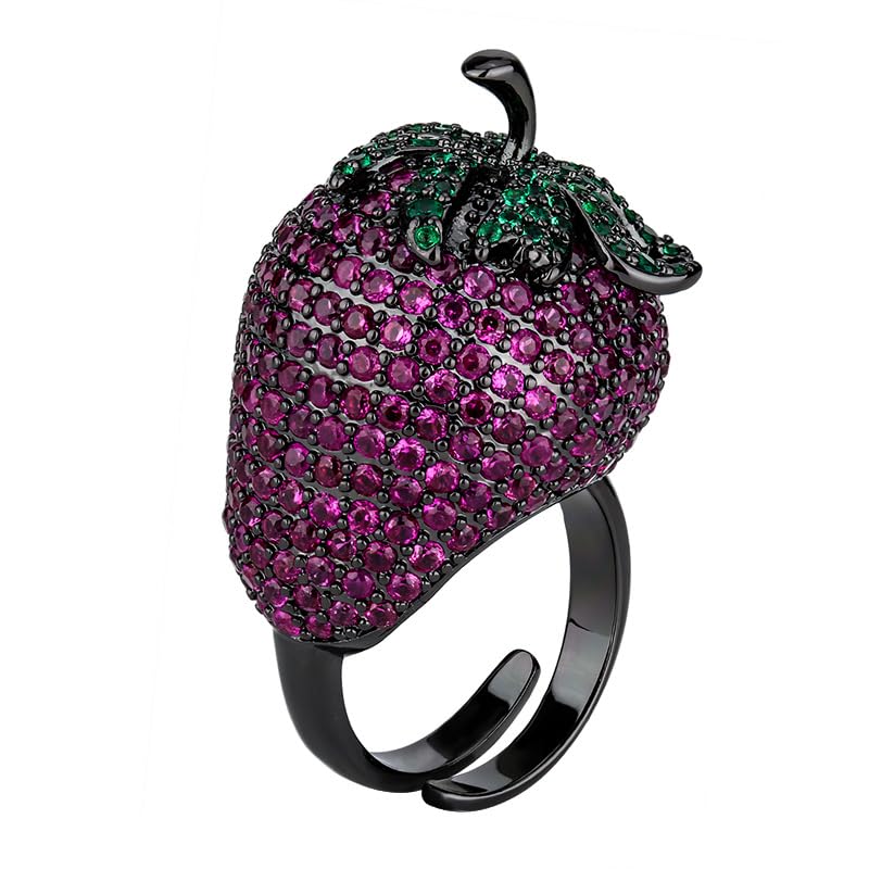 Anillo de fresa ajustable morado el regalo original para sorprender a alguien
