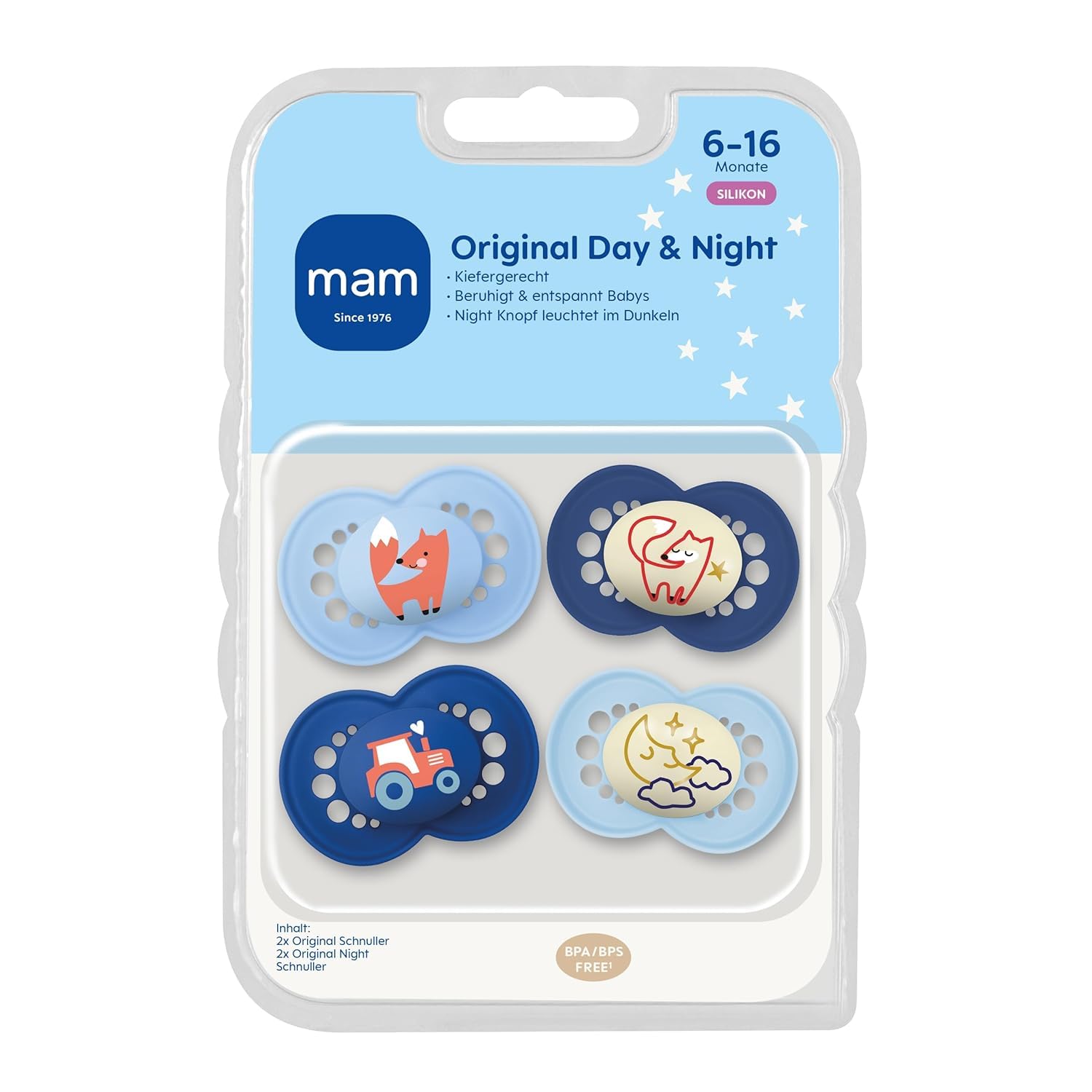 MAM Ciuccio Original Day & Night 6-16 Mesi – Set 4 Pezzi In Silicone SkinSoft Con 2 Scatole Porta Ciuccio Sterili - 2