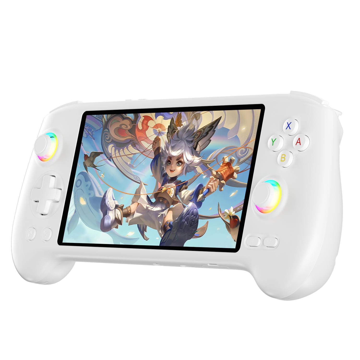 RG557 Console di gioco portatile retrò RG557 Console portatile Android RG557 Emulatore retrò, AMOLED da 5,4 pollici, Dimensity 8300, Android 14, WiFi 6E e BT 5.3, Joystick Hall Bianco