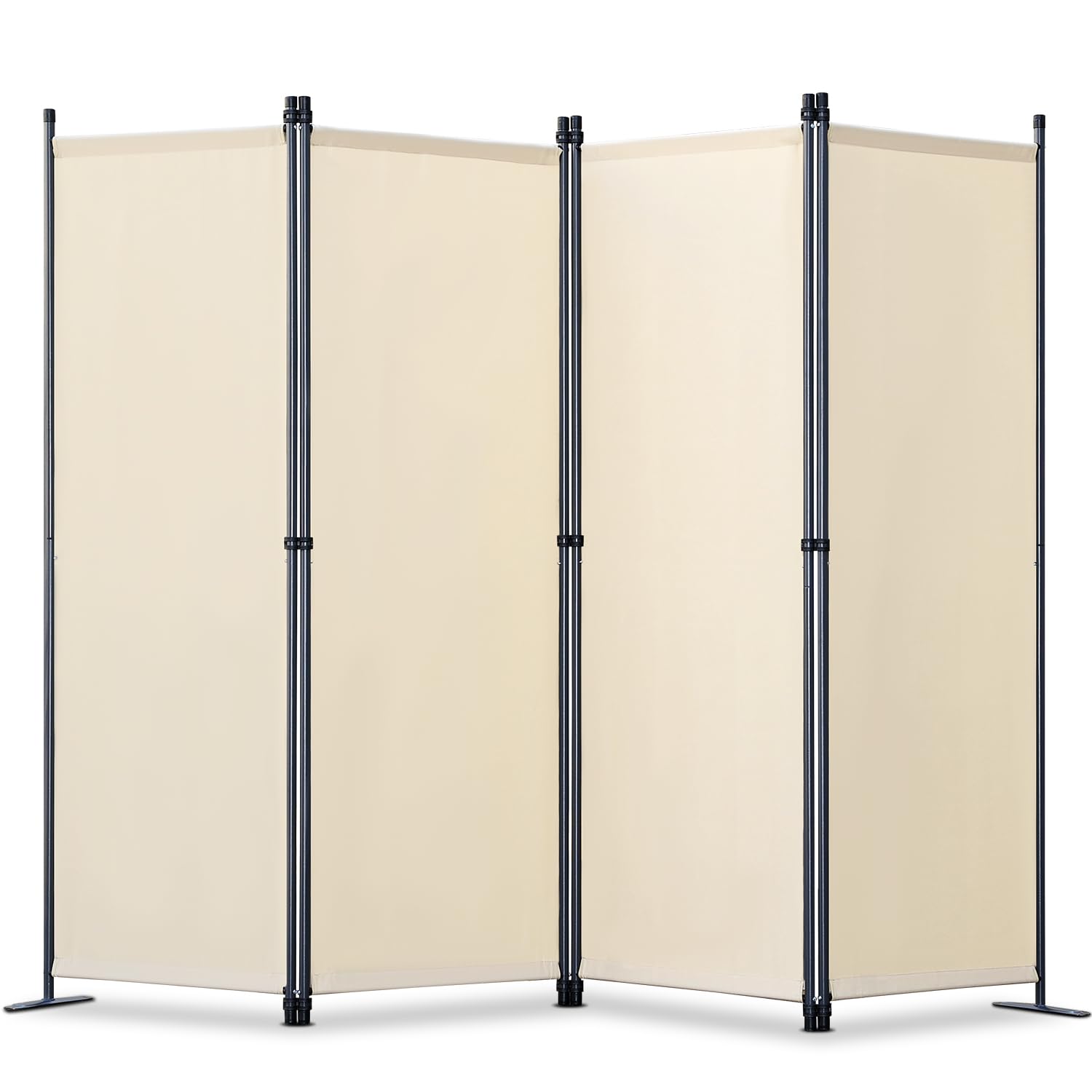 Biombo Separador de 4 Paneles, Decoración Elegante, Separador de Ambientes Plegable, Divisor de Habitaciones, 224X162 cm Beige