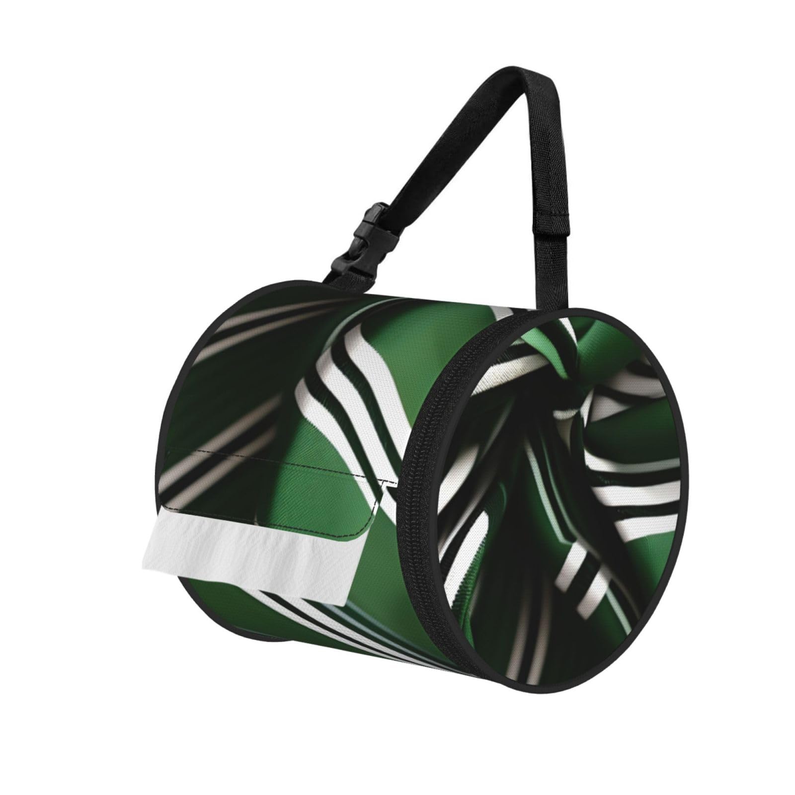 Classic Green Striped Print Cylindrical Tissue Holder Bathroom Car Home Office Kitchen Decor Versatile