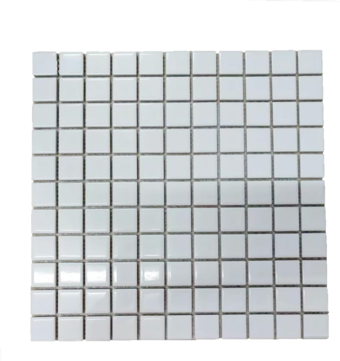 Cottoceram. Modelo G001 (BLANCO BRILLO) Mosaico enmallado de Porcelanico. Medida 2,5x2,5cm. Pegado en mallas de 30x30cm