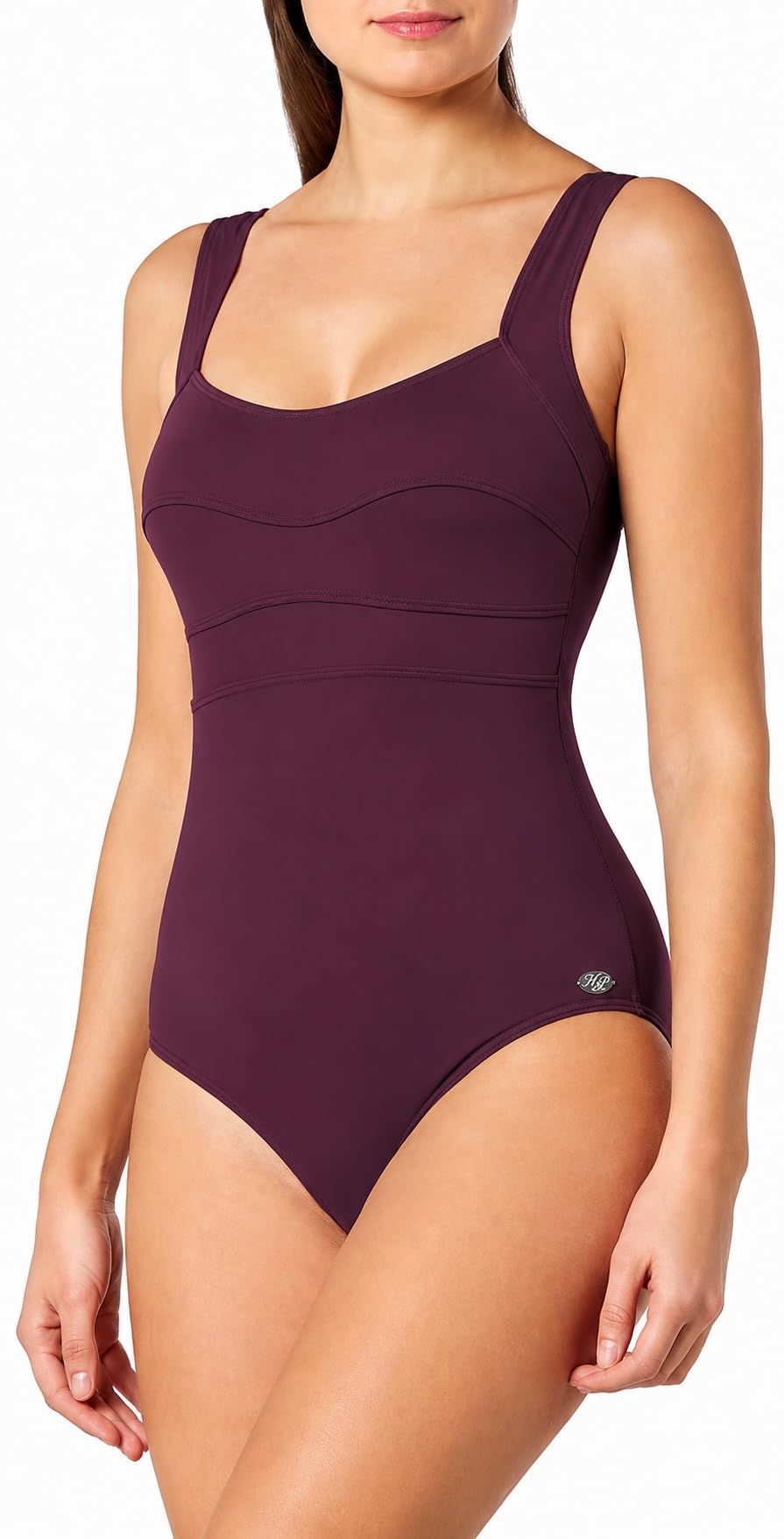 Haute pression Maillot de Bain 1 Pièce Femme Prune avec Gaine Intégrée