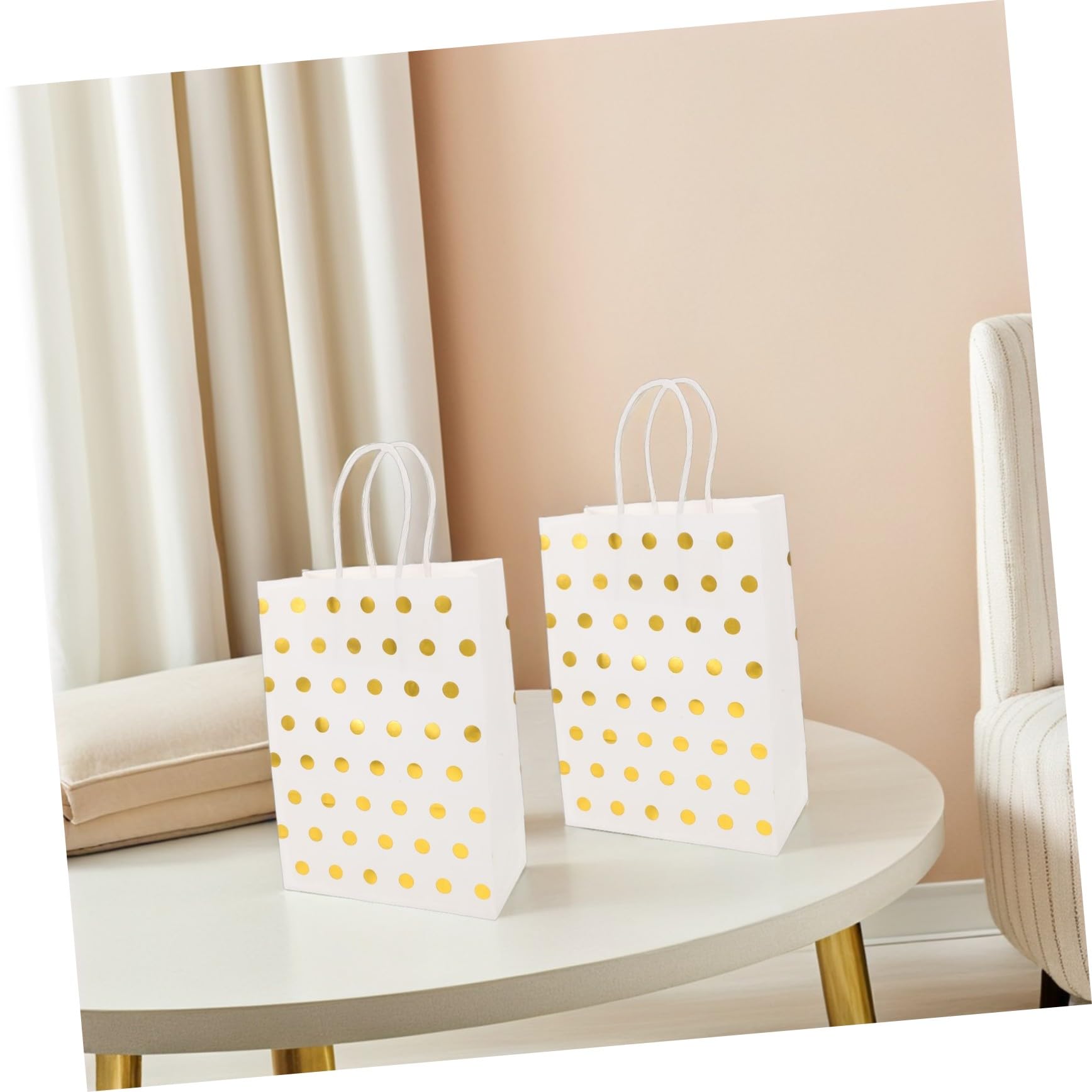 Homoyoyo 30pezzi Sacchetti Regalo in Carta Kraft con Motivo Pois Dorato con Manici per Confezioni di Gioielli Bomboniere e Shower