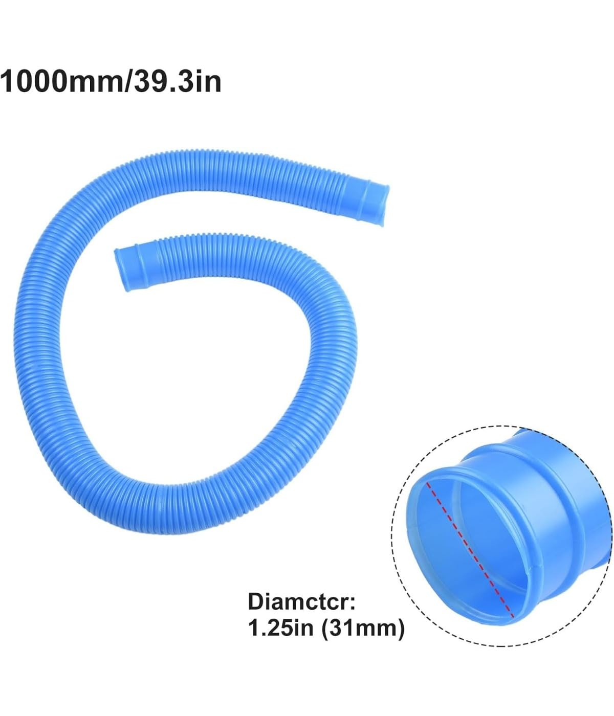Schwimmbadschlauch, spiralförmige Wicklungsstruktur, Poolschlauch 32mm für Poolpumpen, für 1-1/4 Zoll Zubehörschlauch, Blau, 8 Stück