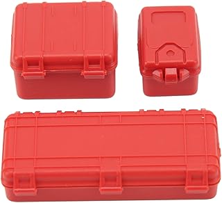 RCカー 荷物ケース 3個セット プラスチック製 軽量 高耐久 1/18 1/24 RCカー用 SCX24対応 収納機能付き 大中小サイズ 赤