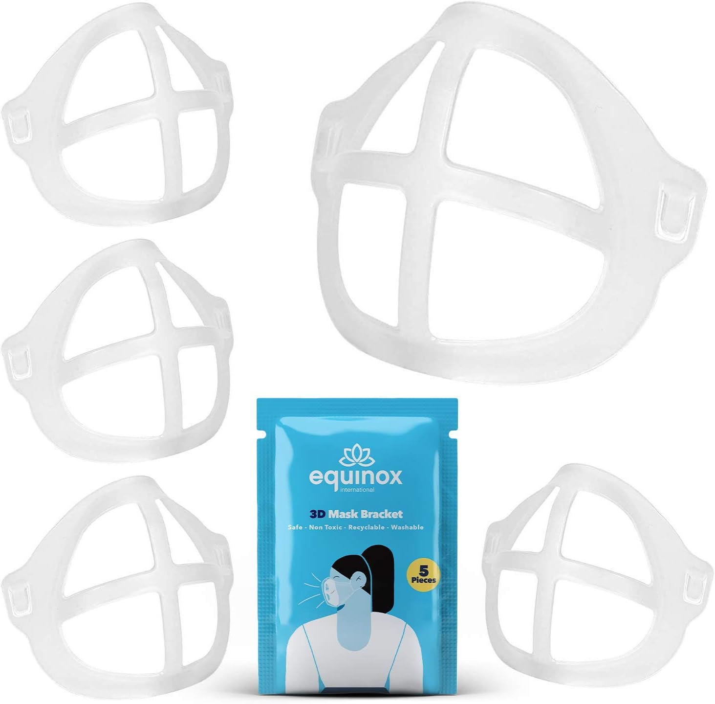 Equinox International3D Face Mask Bracket (5 Piece) - Inner Support Frame - Lipstick Protector - Mask Accessories (Adults XL)