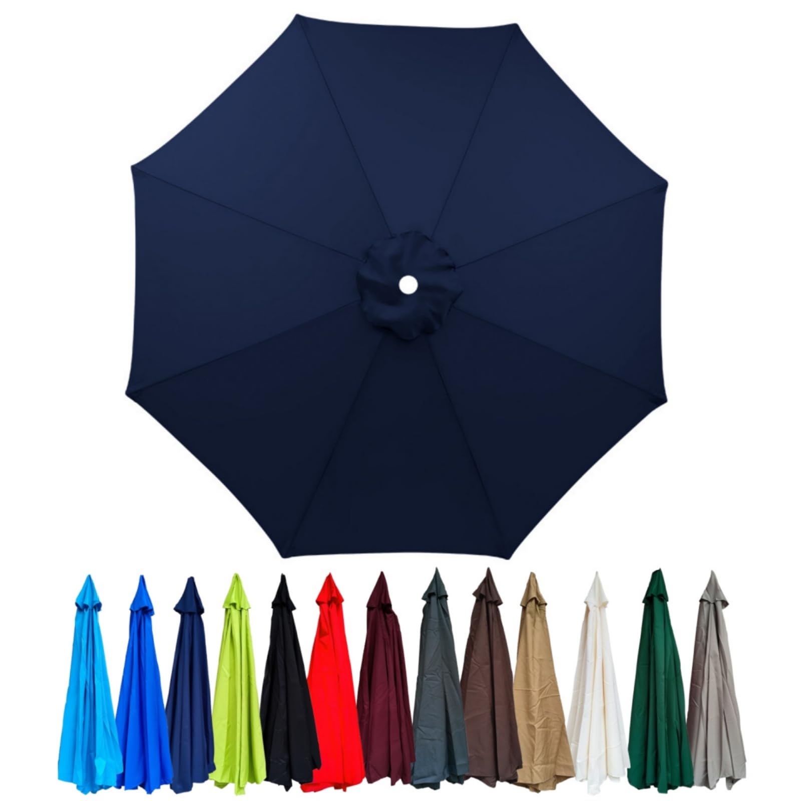 Replacement Canopy for 2.0/2.3/2.5/2.7m/3.0m Cantilever Umbrella with 6/8 Ribs for Yard Garden Beach(Navy,2.7m/8 ribs)