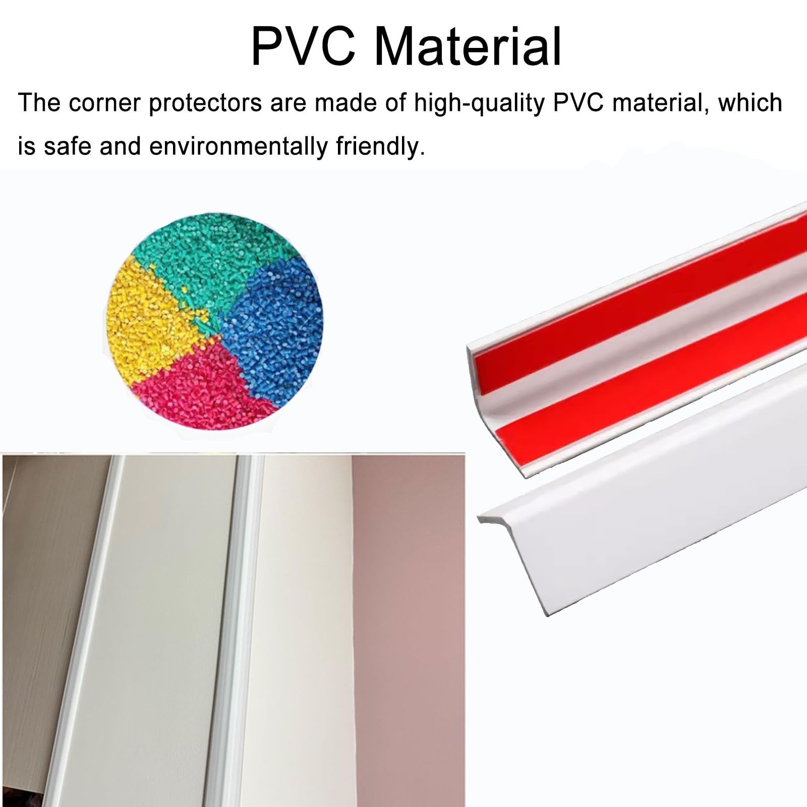 paraspigoli muro Protezione per angoli in PVC bianco, protezione da parete autoadesiva per scuola/asilo, striscia anticollisione(L W 1 M X 25 MM)