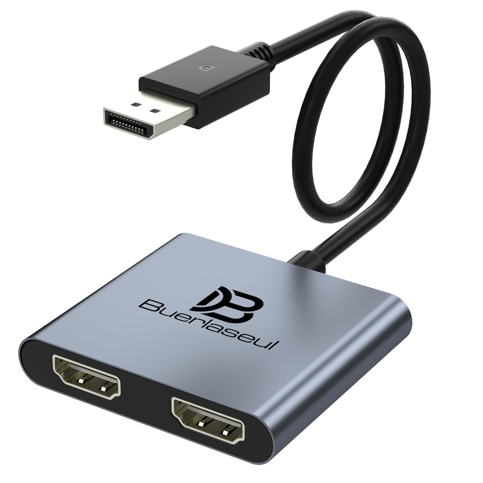 Adaptateur DisplayPort vers double HDMI 4K @ 60 Hz, répartiteur DisplayPort pour deux moniteurs HDMI, prend en charge le hub d'affichage étendu SST/MST, répartiteur DP 1 entrée 2 sorties pour PC