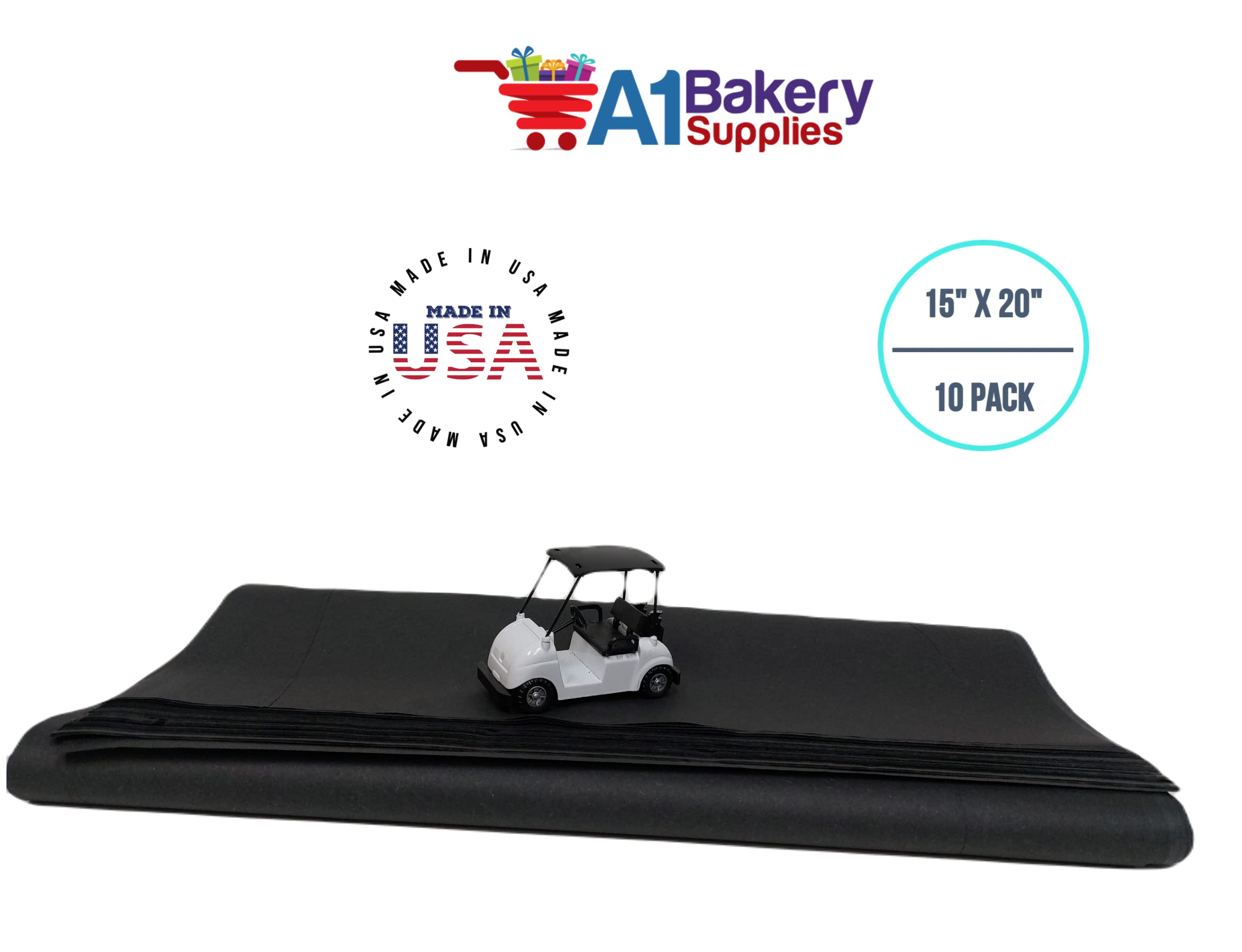 A1BakerySupplies Polyester Non-Woven Reusable Color Tissue Paper 20 x 26 Inches - 10 Sheet Pack (Black) Wrapping for Flowers & Bouquet