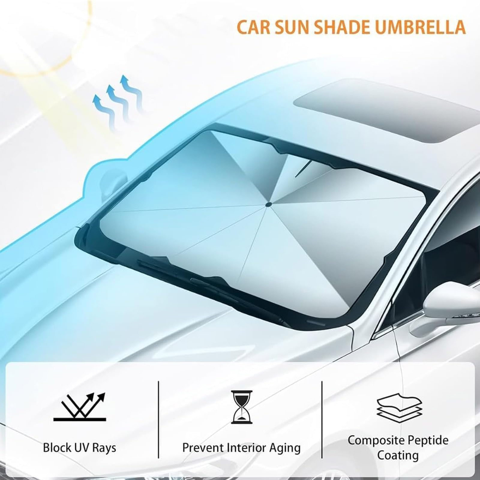 MaKeMoney Sonnenschutz Auto Frontscheibe FüR Land Rover Discovery Sport 2015-2026, Sonnenblende Vorne Faltbar Blockiert UV-Strahlen Zubehör,B/140cm*80cm