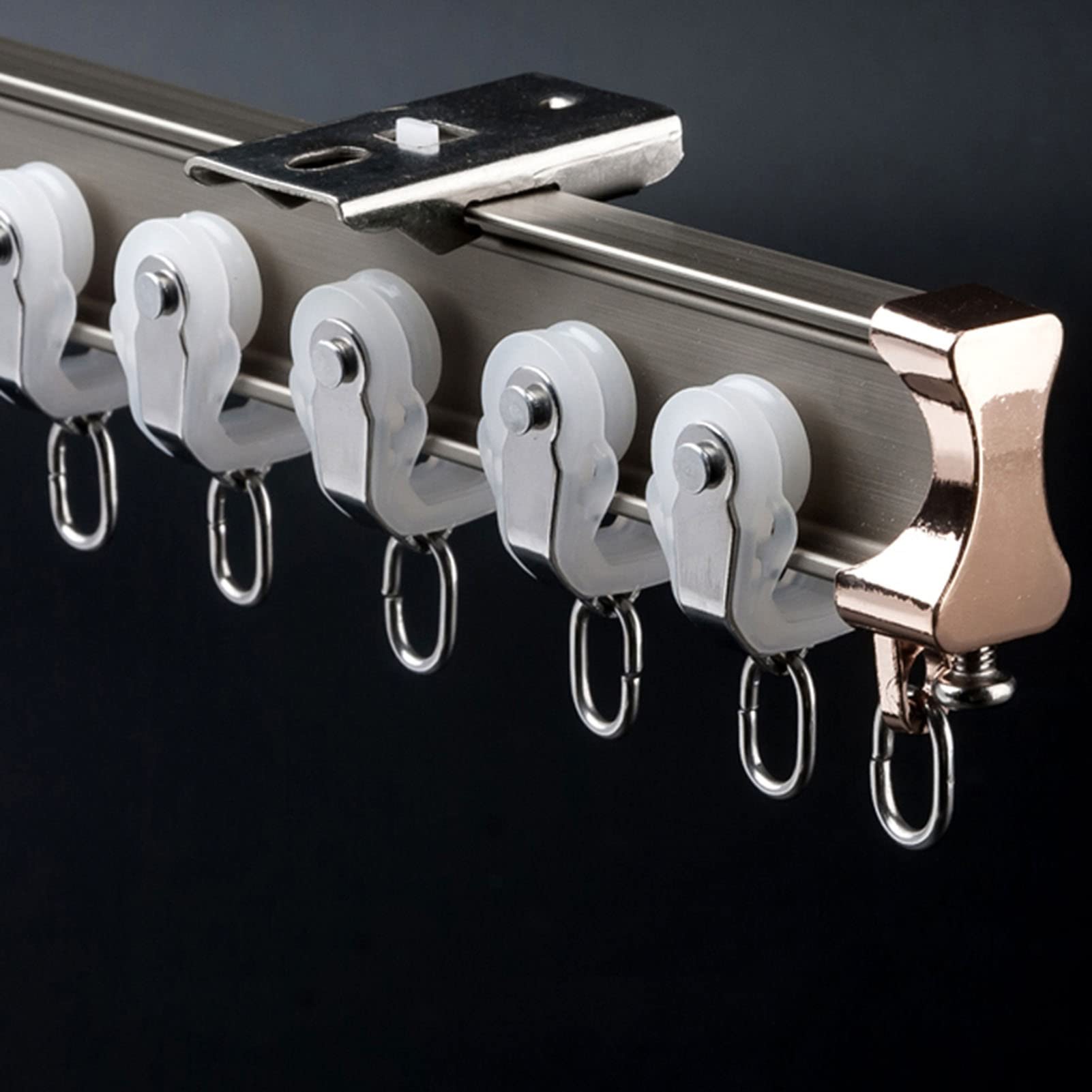 Aluminiowy system szyn z haczykami i akcesoriami – elastyczna giętka szyna do okien ponadwymiarowych / przegród pomieszczeń (4 m) – idealna do wystroju domu