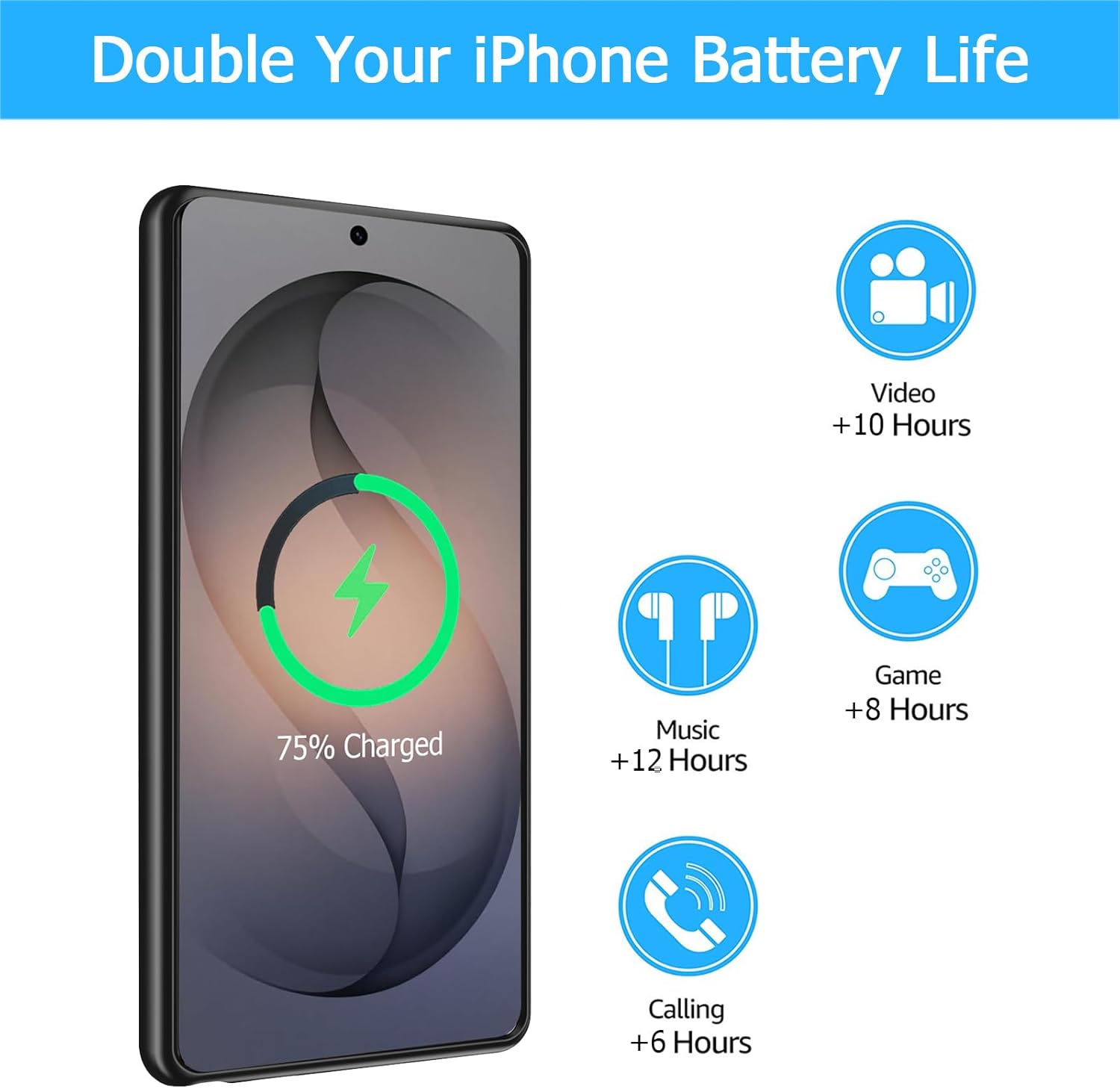 Battery Case for Galaxy S26 Ultra, [12000mAh] Slim Rechargeable Smart Extended Charging Case Compatible with Galaxy S26 Ultra (6.9 inch) Backup Power Battery Pack Charger Cover-Black