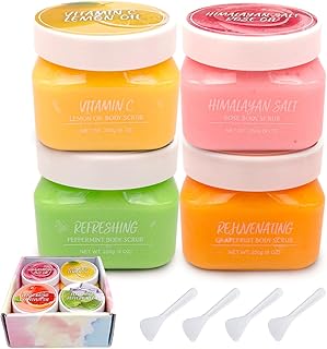 Exfoliating Body Scrub, 36oz (4 Pack x 9oz) Exfoliating and Moisturizing Body Scrub Gift Set,Collection Of 4 Assorted Sea ...