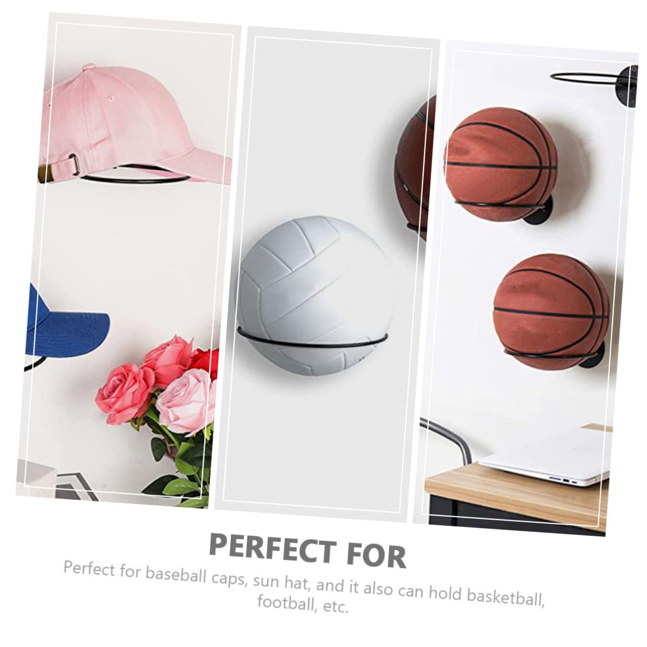 TOYANDONA Estante de Exhibición de Balones de Hierro Pared Soporte Duradero para Baloncesto y Fútbol Instalación para Tiendas