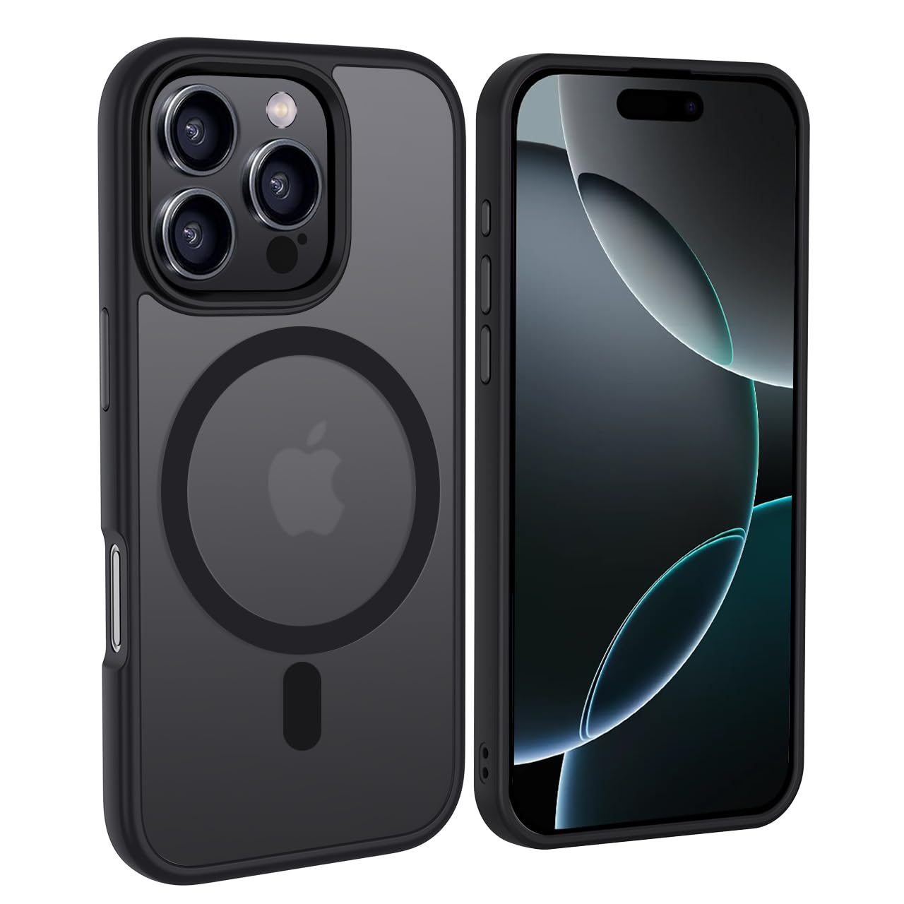 tigratigro Cover Magnetica per iPhone 16 Pro Max, Compatibile con MagSafe, Custodia Traslucida Opaca Posteriore Sottile Antiurto Protettiva Case, Protezione Antiurto di Grado Militare, Nero