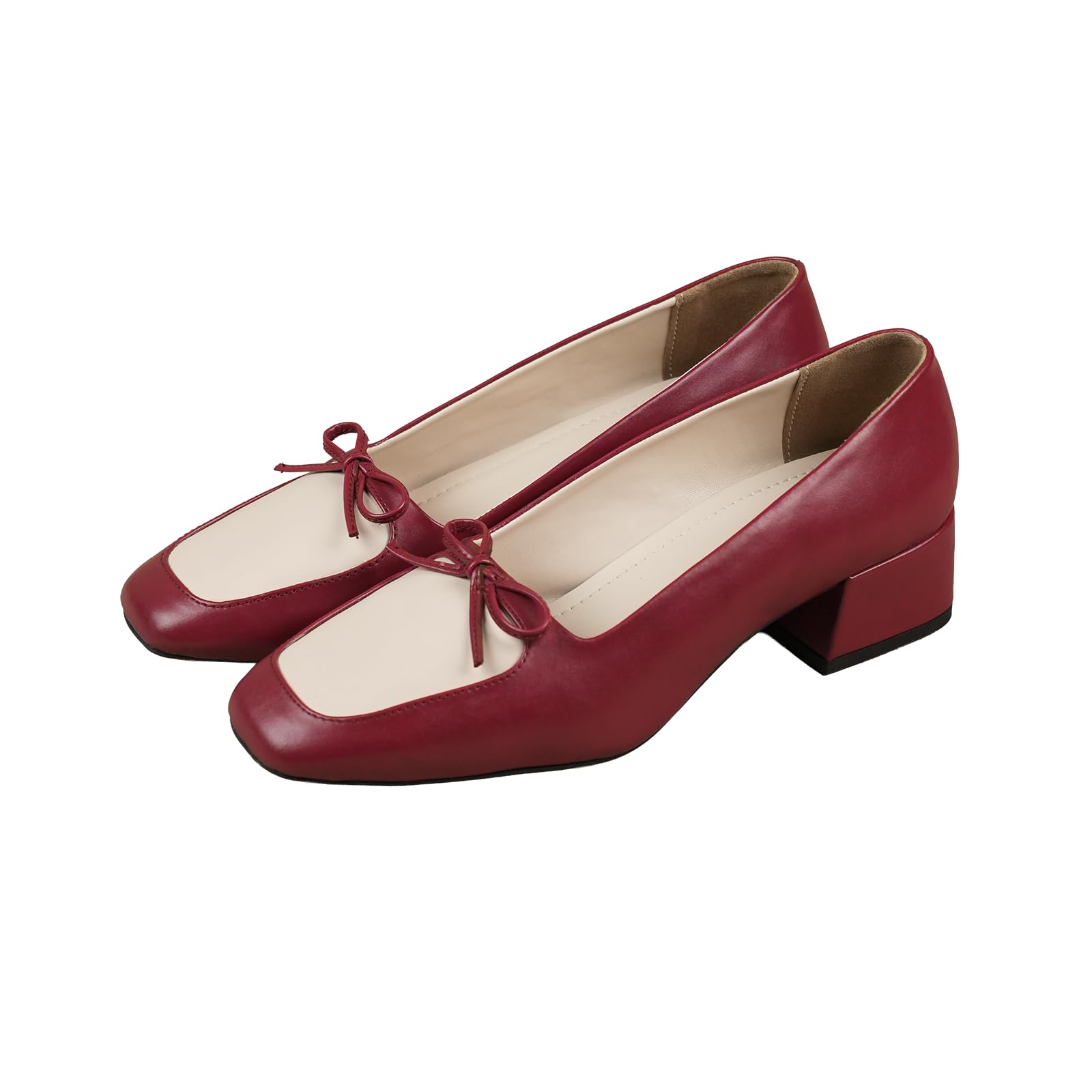 Marianne Block Heel Shoes for Women Ballet Style Heeled Shoes with Bow Detail, Closed Toe Comfortable Mid Heel Dress Shoes for Office, Party & Formal Wear-image-5