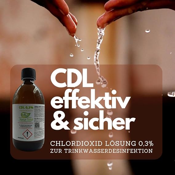 Chlorine Dioxide 0.3% Solution 500 ml CDLS - Chlorine Dioxide Solution - CDL - Amber Glass Bottle - Certified according to the Biocide Regulation