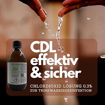 Chlorine Dioxide 0.3% Solution 500 ml CDLS - Chlorine Dioxide Solution - CDL - Amber Glass Bottle - Certified according to the Biocide Regulation