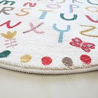 Vista 7 de Poowe Lindo tapete de juego ABC para niños, alfombra redonda educativa del alfabeto, suave, antideslizante, para el dormitorio de los niños pequeños
