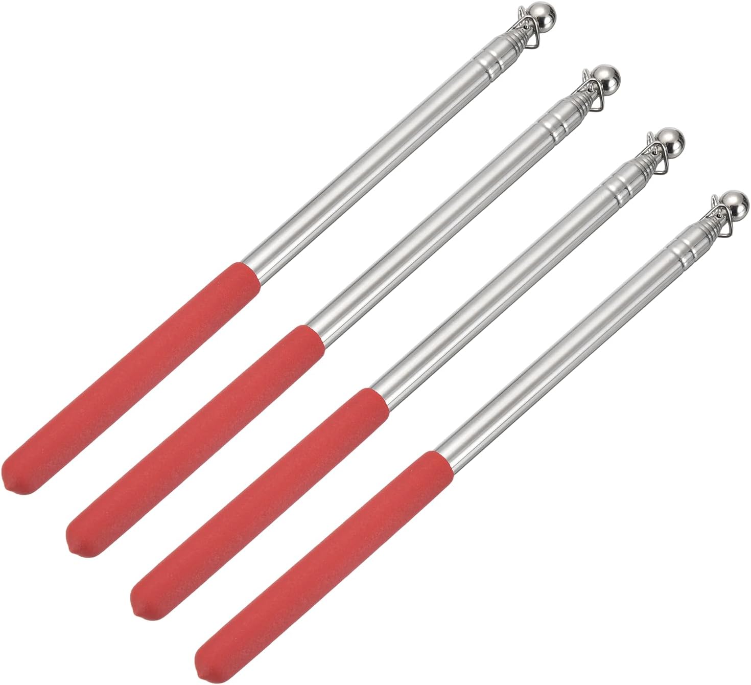 Portable Flag Pole 3.28Ft Handheld Stainless Steel 4PCS Red