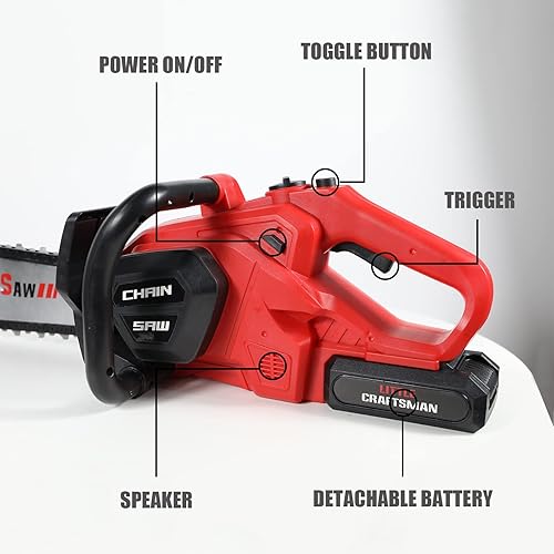 Miniatura 3 de Sqxns Motosierra de juguete para niÃ±os, juguete de motosierra para exteriores con cadena giratoria y sonidos realistas, serie de herramientas de