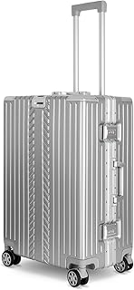 WINLIFE Größe L Reisekoffer Alu-Rahmen mit ABS & TSA Nummern-Schloss 65cm Hartschalenkoffer | Trolley Farbe-Silber