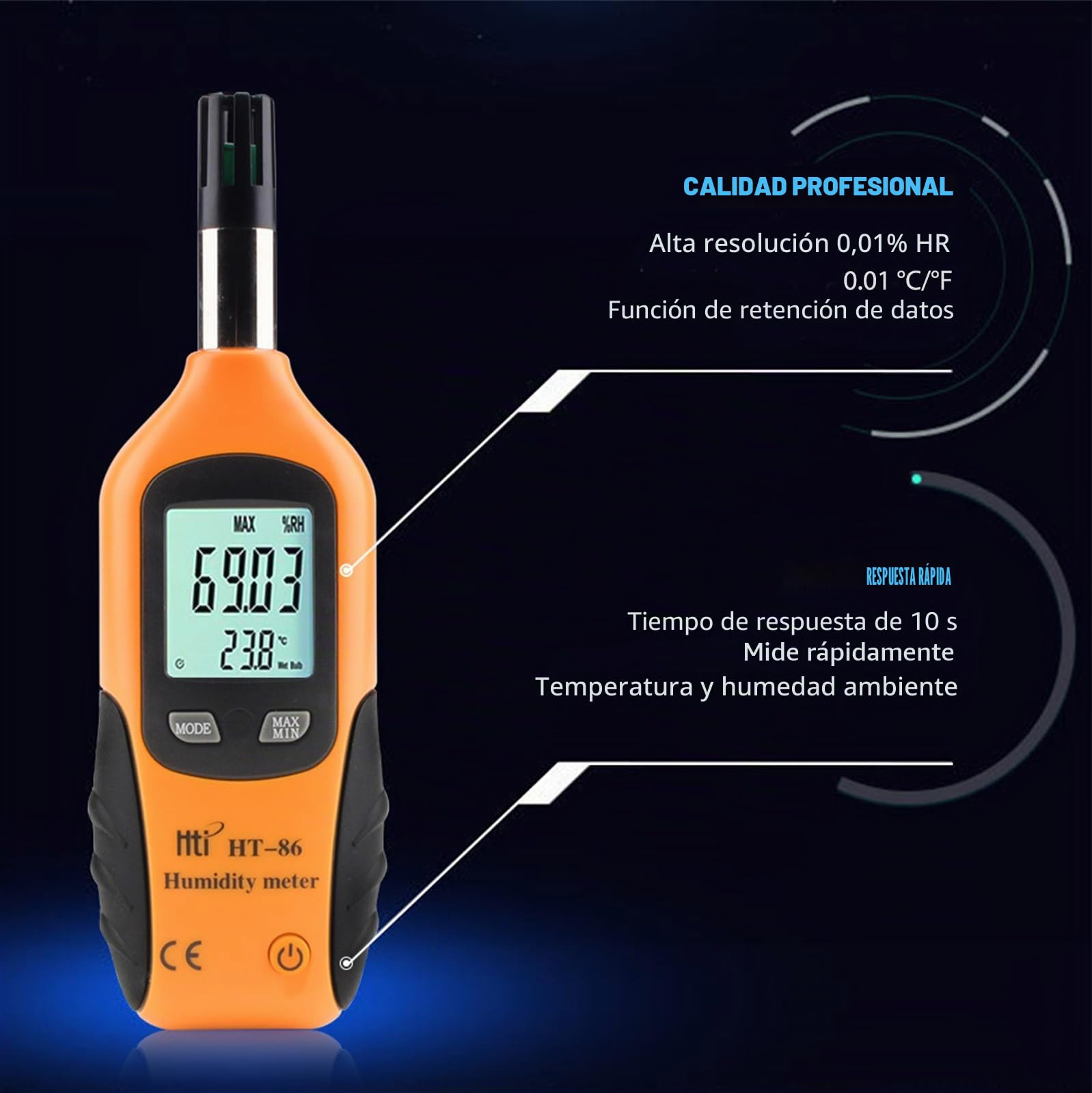 Akozon Termohigrómetro digital portátil, termometro higrometro digital Medidor digital de humedad y temperatura Medidor de Temperatura y Humedad para el hogar, oficina, invernadero