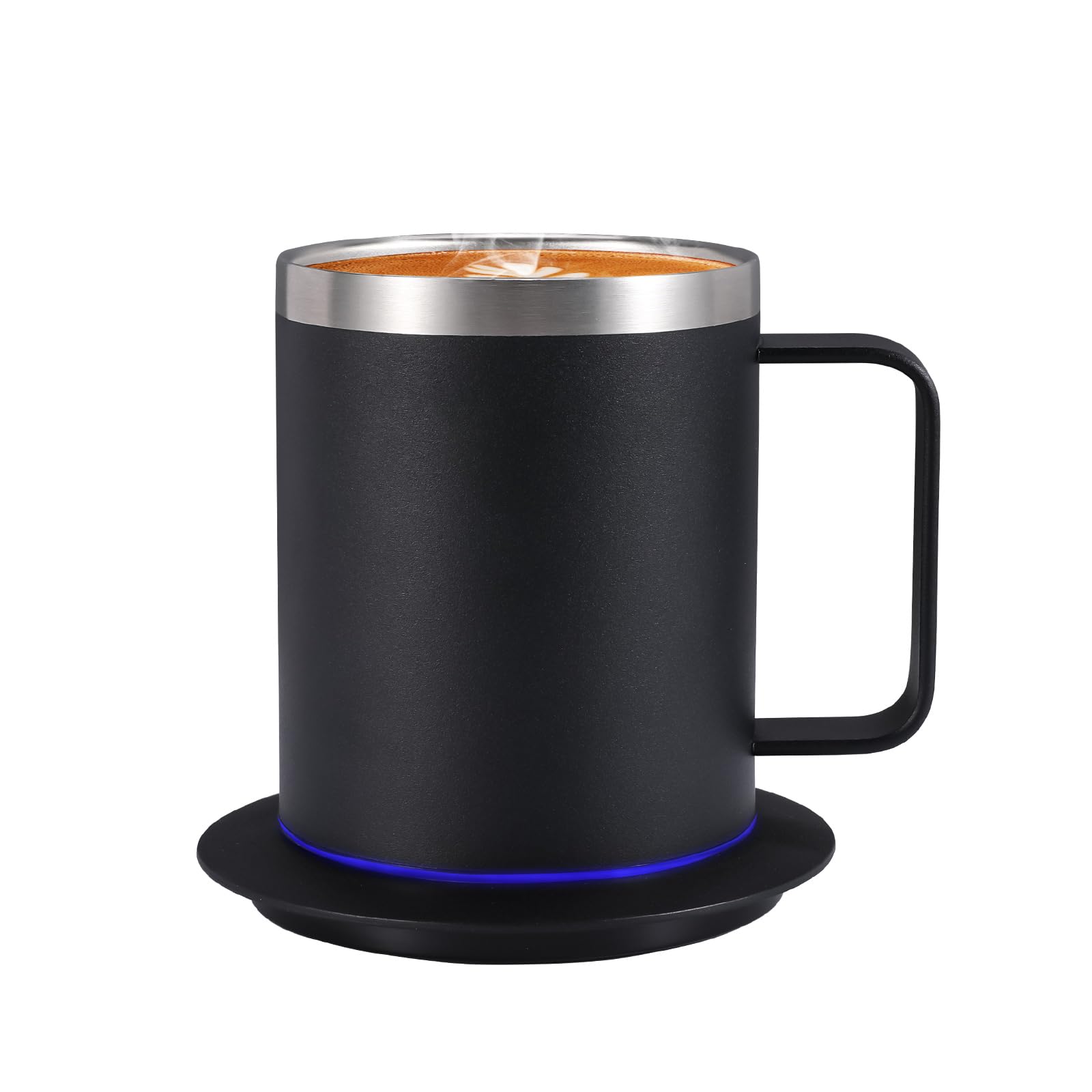 Zhenglu Coffee Warmer with Mug Set, USB Powered Heated Cup with 10H Auto Shut-Off, 131℉ Self Heating Coffee Mug for Desk (Black-12oz)