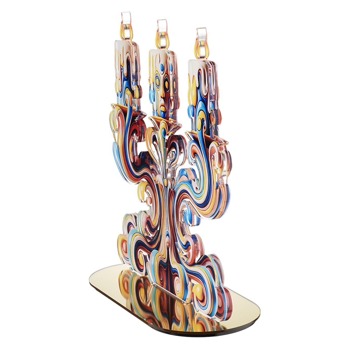 LINEE Recanati - CANDY POP Centrotavola Scultura Soprammobile a Forma di Candelabro Decorativo in PMMA – Oggetto d’Arredo Pop Digitale per Casa e Ufficio – 30×10×25 cm circa – Made in Italy(DUE)