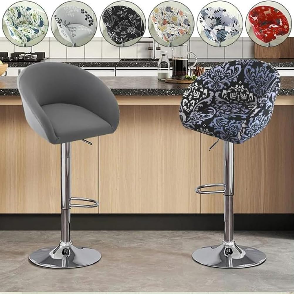 Stretch Bar Stool Chair Cover Slipcovers with Round Back Arms Curved Accent, 4/2PCS Chair Covers Dining Chairs with Short Back Counter Bar Stool Cover for Armchair, Kitchen Island,U,4PCS