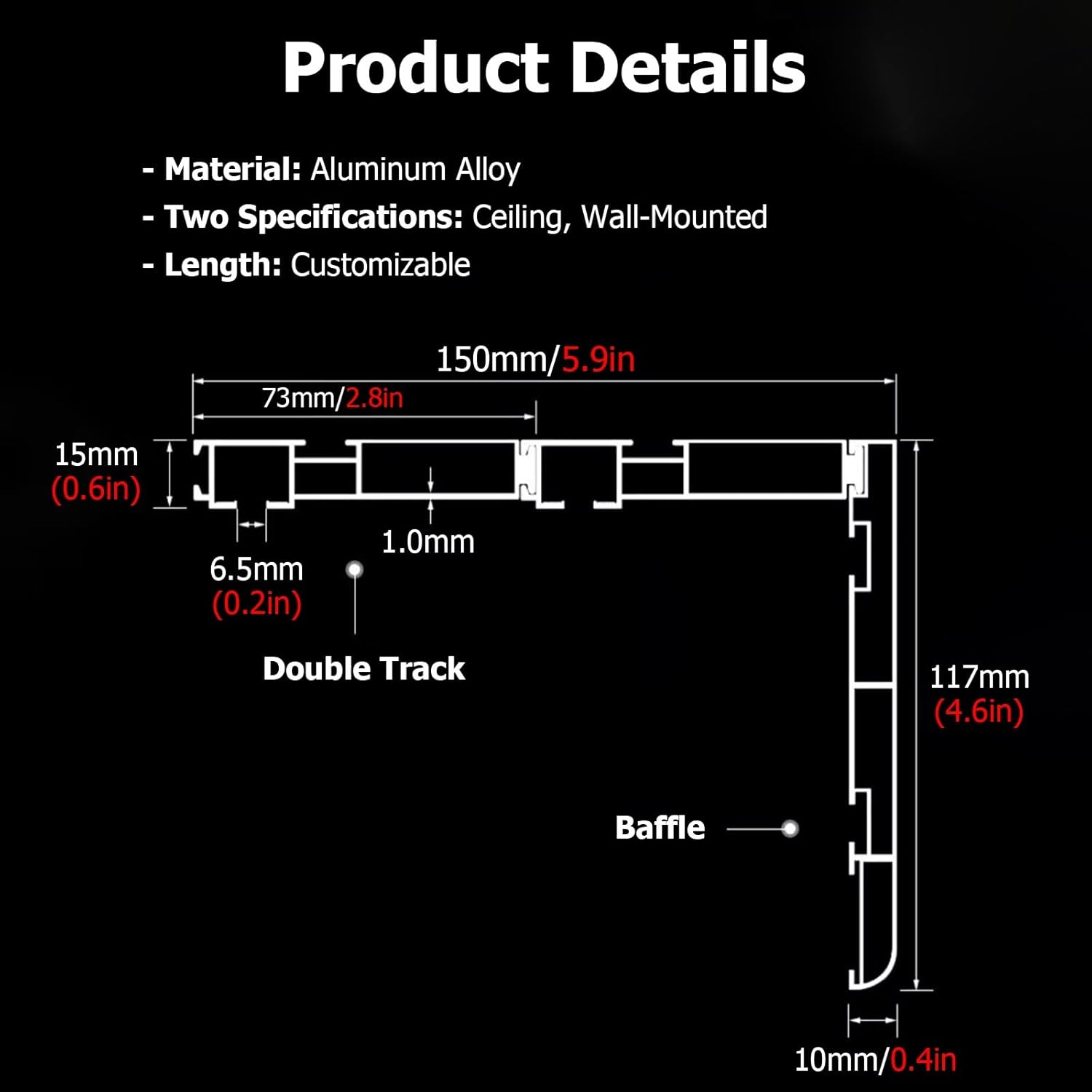 Curtain Pelmet for Window Cassette Box with Track, Aluminum Hidden Curtain Rod Track Box, Customizable Double Double Track Curtain Rail for Roller, Blins, Curtain(White-Ceiling Mount,579cm/19ft)