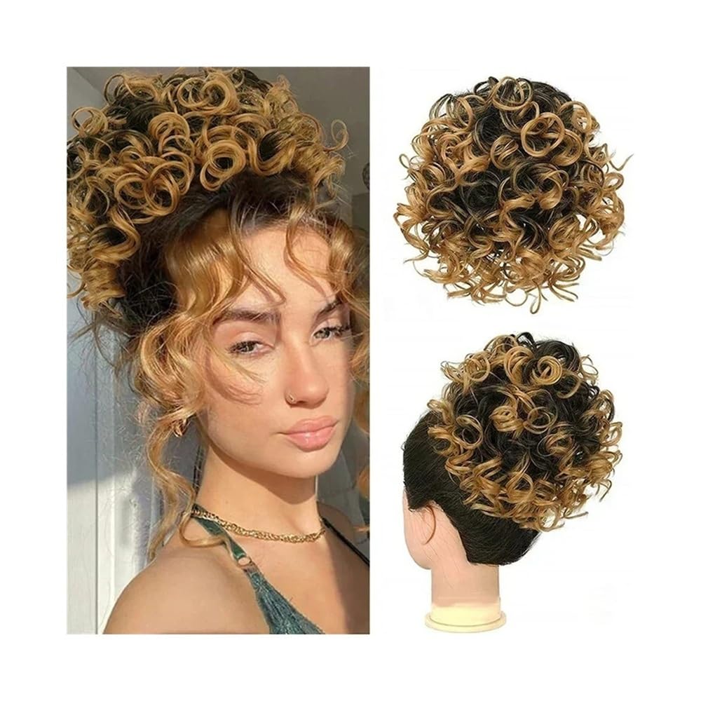 Parrucchino Elastico Chignon spettinato for donna, sintetico, con coulisse e coda di cavallo, chignon raccolto Cravatta Per Capelli(1b27)