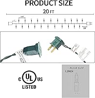 Vista 2 de Uptotop - Cadena de luces de Navidad, paquete de 2, total de 200 unidades, 40 pies, enchufe, cadena de luces impermeables para decoraciones