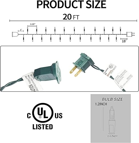Miniatura 2 de Uptotop - Cadena de luces de Navidad, paquete de 2, total de 200 unidades, 40 pies, enchufe, cadena de luces impermeables para decoraciones de