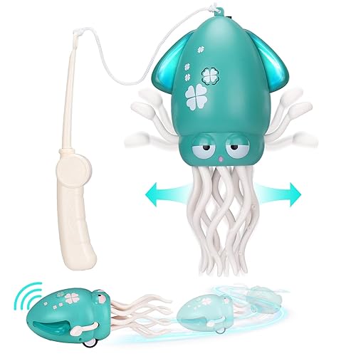 Palksky Dancing Squid Baby Toy in Tummy Time,Magic Electric Octopus Automatic Obstacle Avoidance Toy with Light & Music,Crawling Toys for Learning to Walk,Green