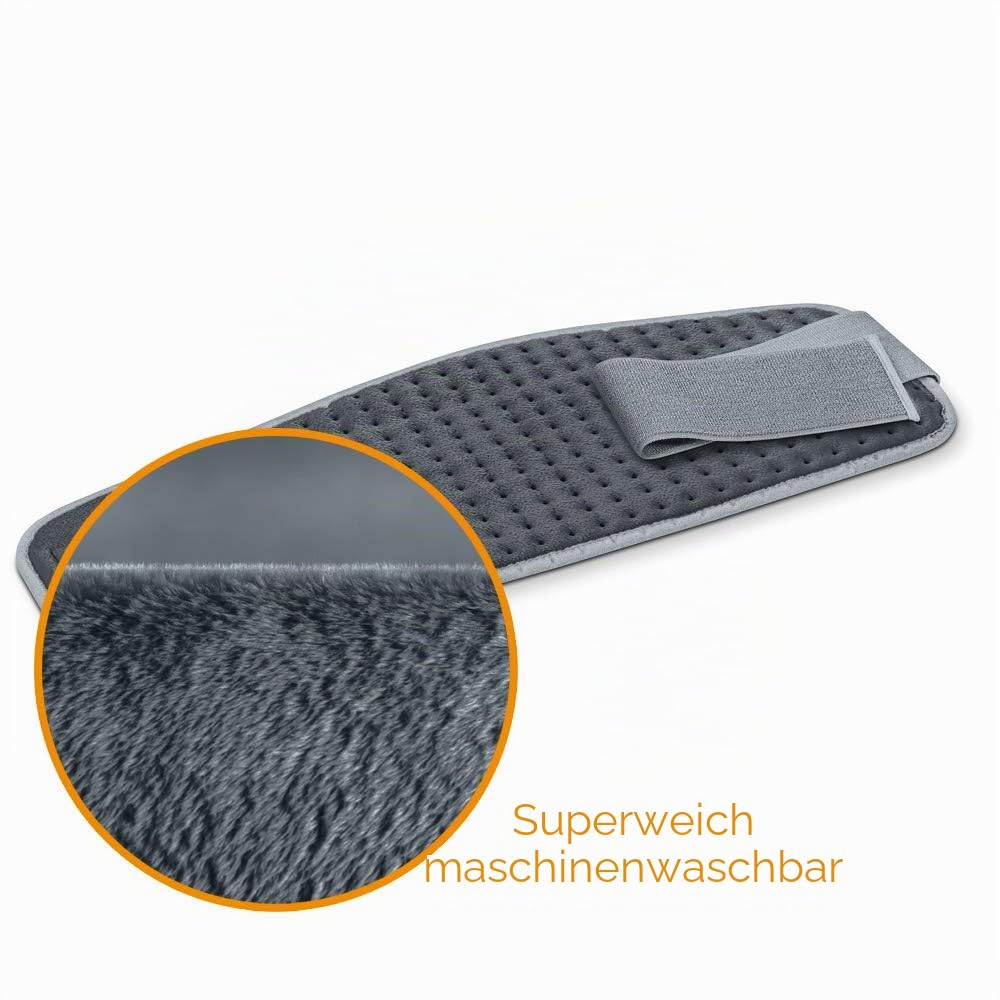 Beurer HK49 Gemütliches Bauch- und Rücken-Wärmekissen | Wickel-Passform für gezielte entspannende Wärme | 3 Temperaturstufen | verstellbarer Klettverschluss | maschinenwaschbar