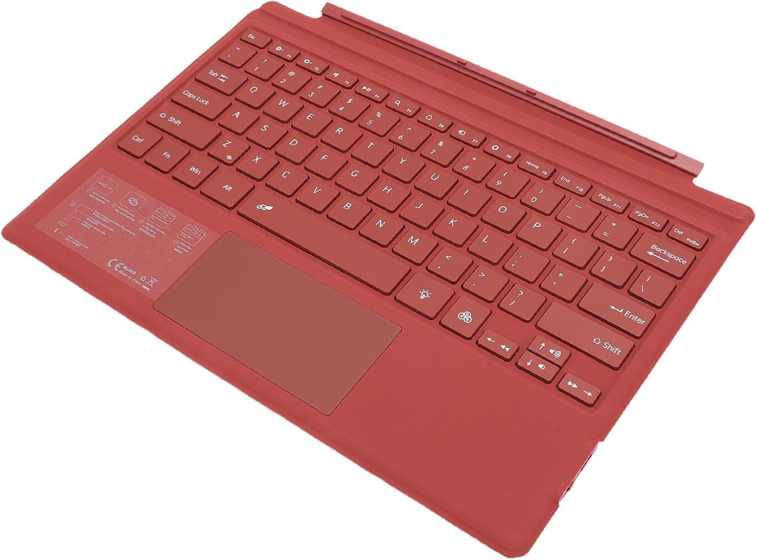 Drfeify Magnetic Tablet Keyboard Colorful Backlight Multi Touchpad Wireless Keyboard for Pro 3 4 5 6 7,Longlasting Battery Life for Work and Entertainment (Red)