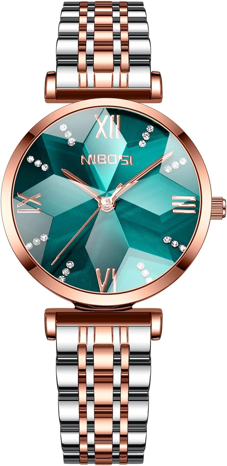 Women Stainless Steel Watches Analog Rose Gold Band and Square Dial Women's Watch for Girls&Miss&Ladies Diamond Studded with Stylish Watches Waterproof