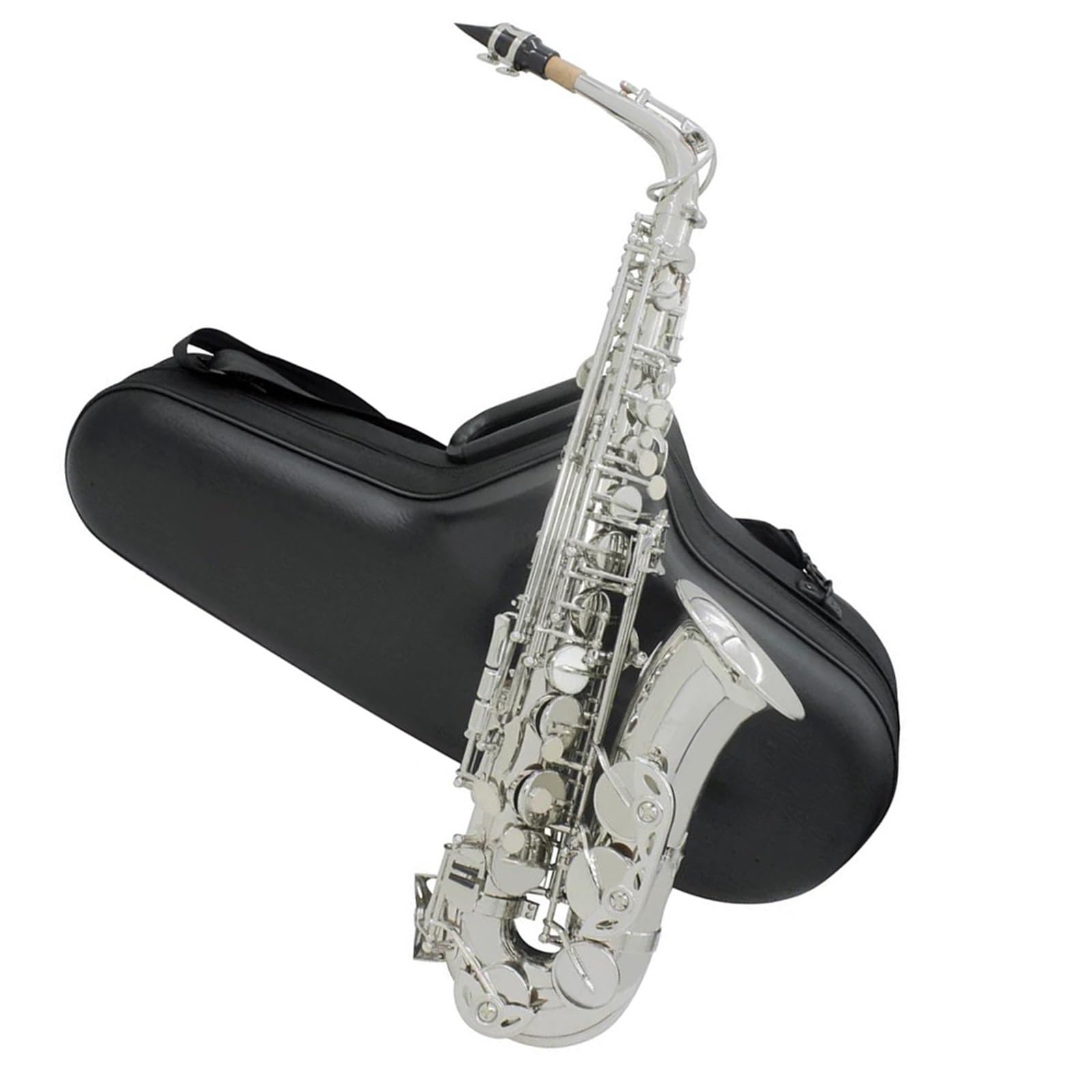 Saksofon Saksofon Altowy Eb Mosiądz Posrebrzany E Płaski Saksofon Muzyczny Instrument Dęty Drewniany Ze Skórzanym Etui Ustnik Stroiki