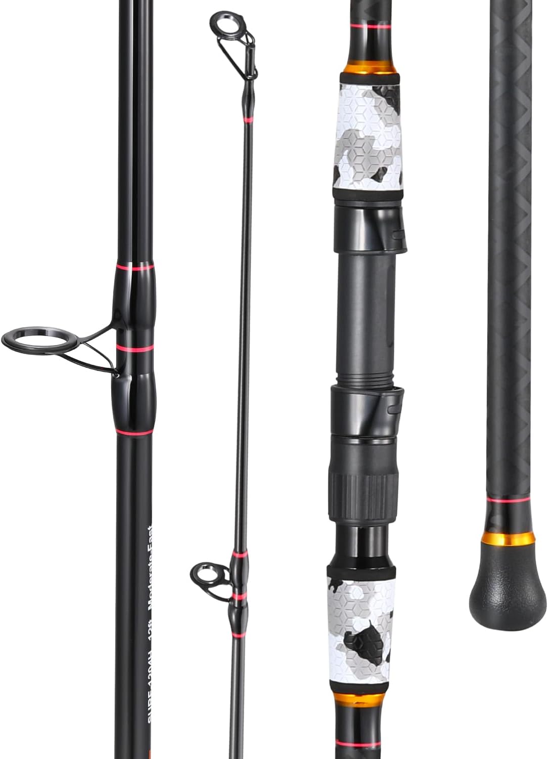 Sougayilang Surf Fishing Rod Portable Travel MH/H Surf Spinning Rod 4 Piece Carbon Fiber Saltwater Fishing Rod 10'/11'/12'/15'