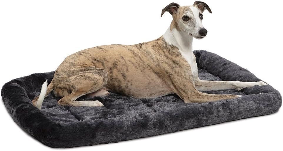MidWest Homes for Pets Bolster Dog Bed 36L-Inch Gray Dog Bed w/ Comfortable Bolster | Ideal for Intermediate Dog Breeds & Fits a 36-Inch Dog Crate | Easy Maintenance Machine Wash & Dry Charcoal Gray 36-Inch