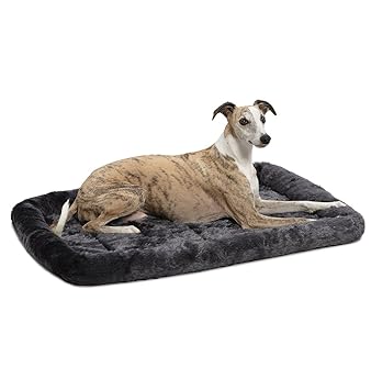 New World Gray Dog Bed | Bolster Dog Bed Fits Metal Dog Crates | Machine Wash & Dry