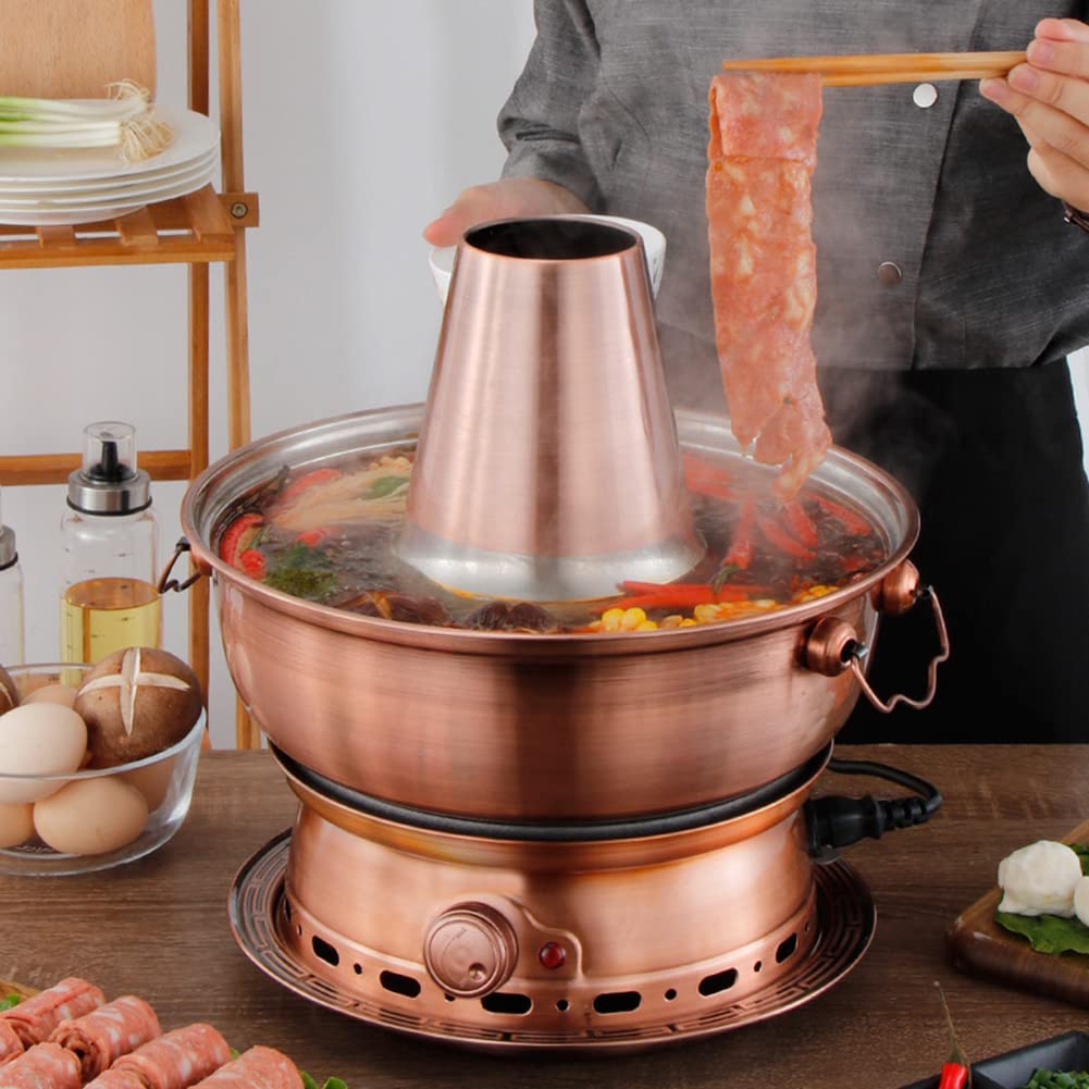 Chiński Tradycyjny Kociołek, Stal Nierdzewna, Gorący Kociołek Shabu Z Kominem Do Zupy Na Węglu Drzewnym, 32 Cm