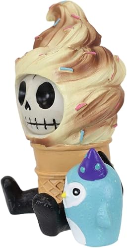 Miniatura 3 de Ebros Gift Furry Bones Sweet Tooth - Esqueleto de helado con cono de azúcar con pingüino, figura en miniatura de 3.25 pulgadas de alto, escultura