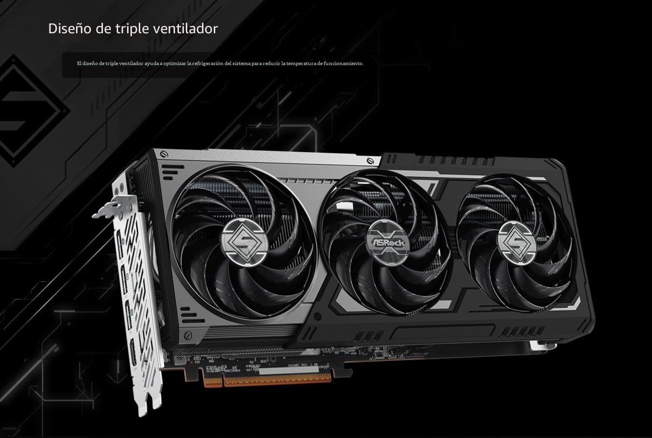 ASRock AMD Radeon RX 9070 XT Steel Legend Dark - Tarjeta gráfica DDR6 de 16 GB